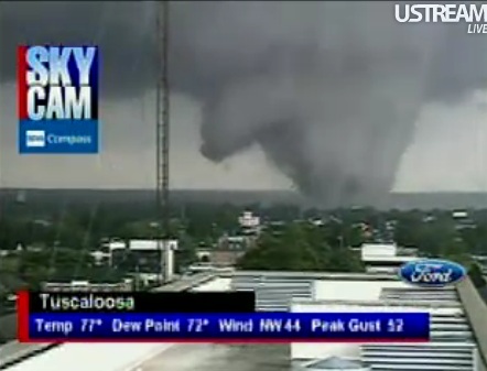 people running away from tornado. The tornadoes roared into